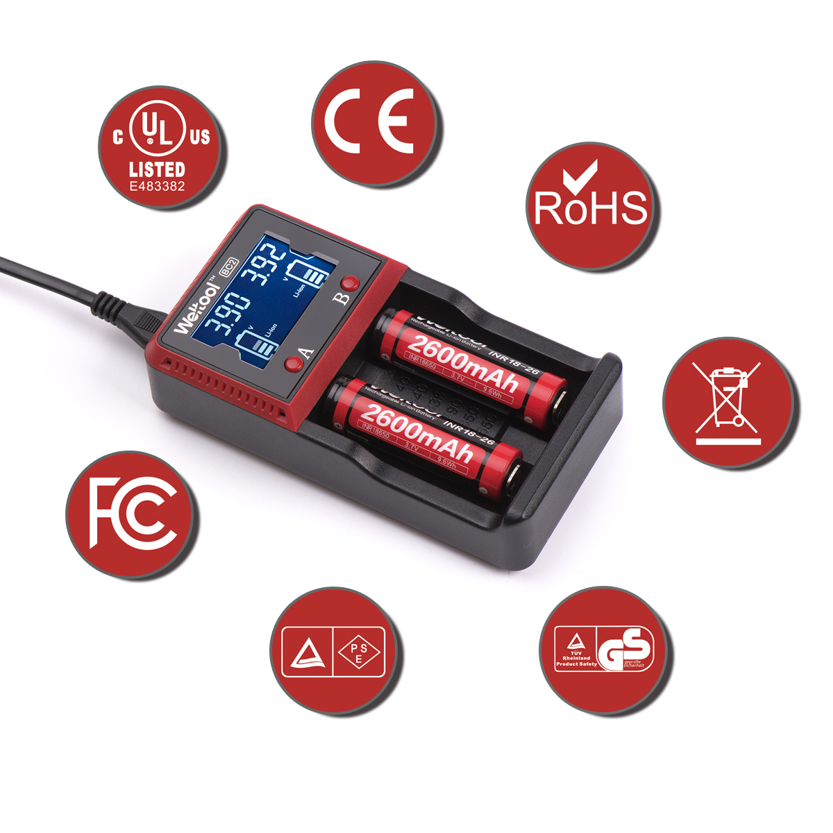 Weltool卫途BC2 双通道智能液晶充电器